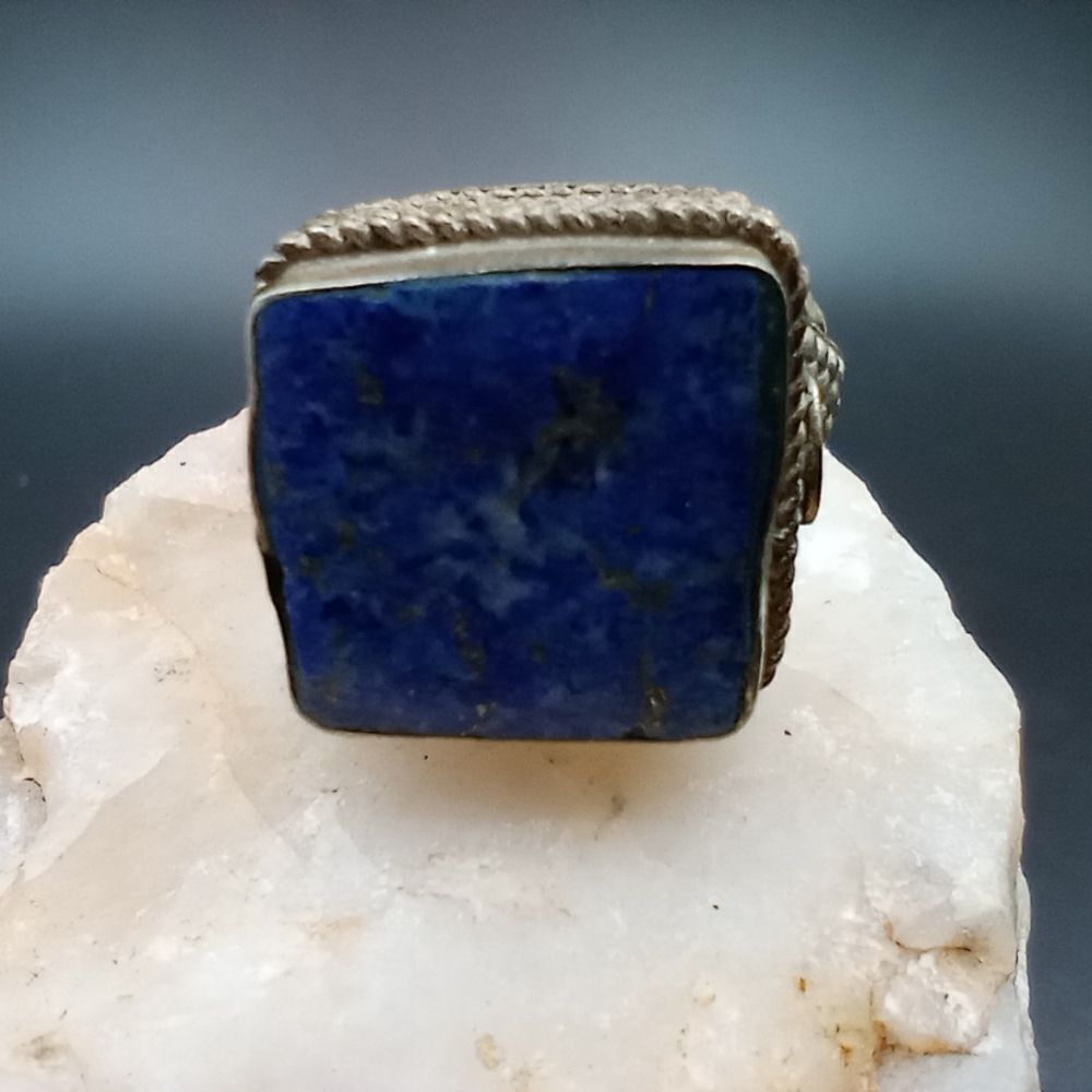 Caveman handcrafted lapis and sterling silver ring size 8 R252 - Picture 2 of 8